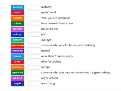 Vocabulary B1 Cooking in Britain