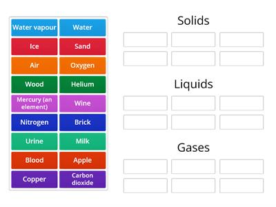 solids liquids gas (using Group sort)