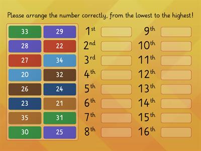 Arrange Number 20 to 35