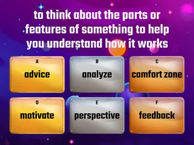 Interpreting Perspectives: Choose the best word/s for each definition