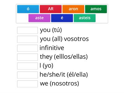 AR verb practice Spanish (Past tense)