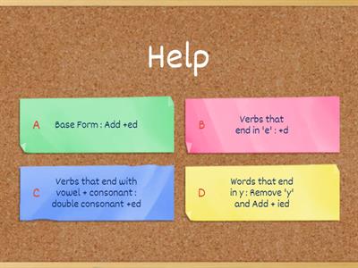 A1. Past Simple : Regular verbs (Spelling -ed endings)