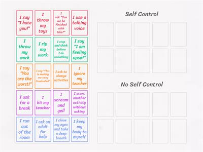Self Control vs. No Self Control