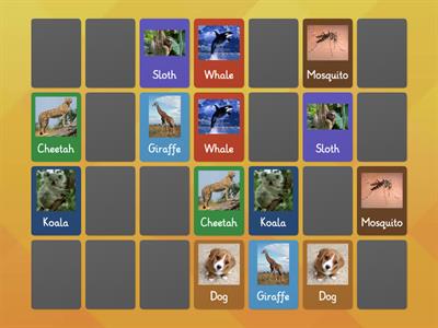 Memory game with animals (hard)