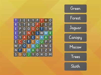 Rainforest Wordsearch