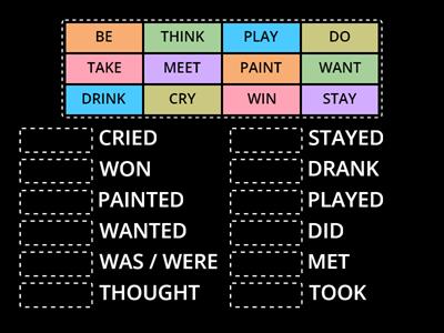 MATCH THE VERBS WITH THE PAST FORM