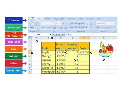 Excel Spreadsheet Labelling