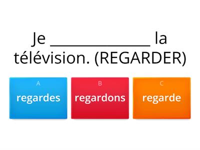 French - Regular verbs -ER, -IR, -RE (endings present tense)