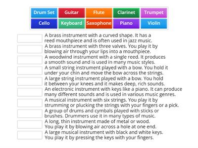 B2. Musical Instruments and their descriptions/definitions