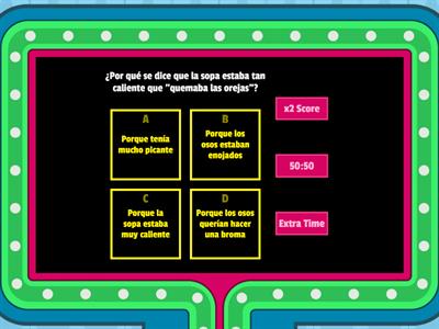 Evaluación comprensión de lectura Rizos de Oro y los tres osos