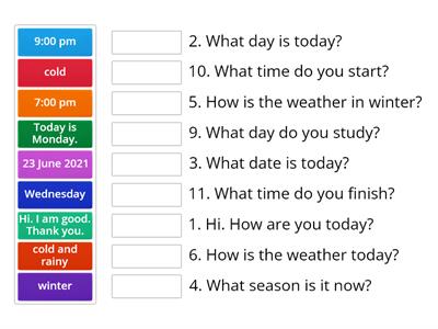 Warm up activity wh-questions