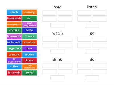 Match the words and groups.