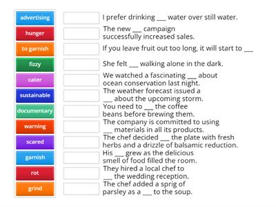 New Trends in Food II - Vocabulary - Fill in the Blanks