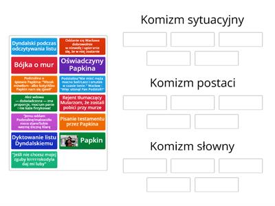 Rodzaje komizmu w Zemście