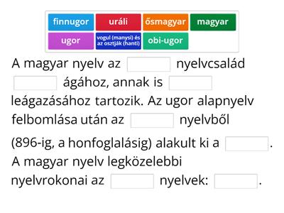 A magyar nyelv eredete. Nyelvrokonaink. 1.