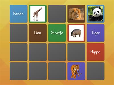 Zoo Animals Vocabulary Memory Game