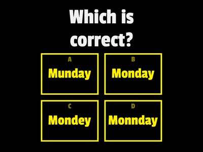 Spelling - days of the week