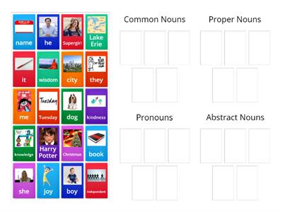 Common Nouns/Pronouns/Proper Nouns/Abstract Nouns