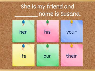 A1. Possessive Adjectives & Personal Pronouns - Quiz