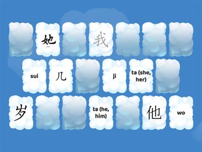 chinese begginer vocabulary ( matching pairs) 