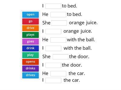 VERBS 1st and 3rd person singular