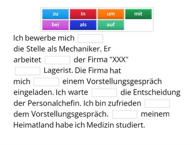 Präpositionen wählen