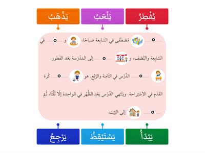 اِمْلَأ الفَراغات في النّصّ الآتي حَسَب القائِمة  Arapça 8