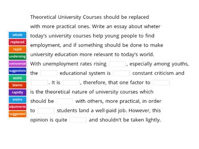 ESB C2 - Test 4, Essay 3 ( Theoretical University courses) - Hammilton Hous 