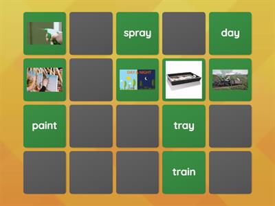 Match the words and pictures to practice reading 'ai' and 'ay' words.