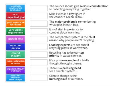 Get your priorities right - Match collocations to meanings