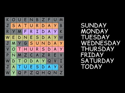 DAYS OF THE WEEK long