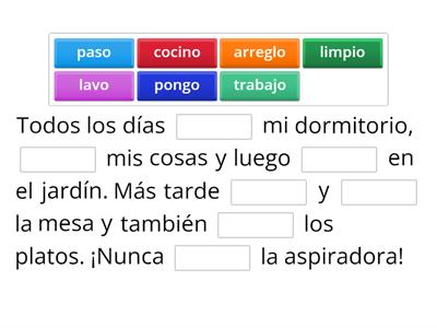 S3 Spanish - Las tareas Cloze text