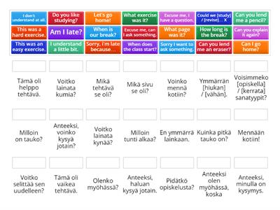 School phrases - Match up