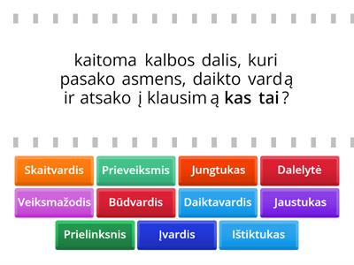 Lietuvių k. užduotis - kalbos dalių mokymui