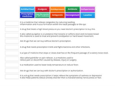 HEALTH 6 Medicinehttps://wordwall.net/create/editcontent?guid=321dc73e58b34d33b9265s as Health Products : Types and Uses