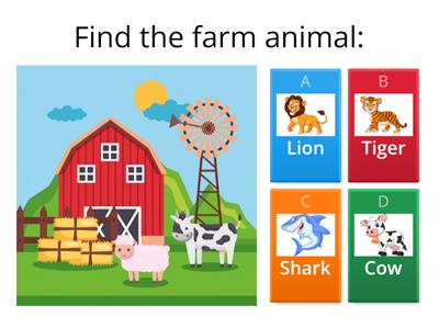 Let's find the farm animals: