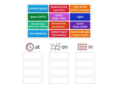 Prepositions of Time: in/on/at
