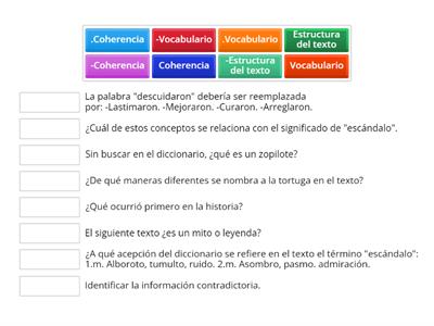 Dimensiones de la comprensión lectora: Coherencia, vocabulario y estructura del texto