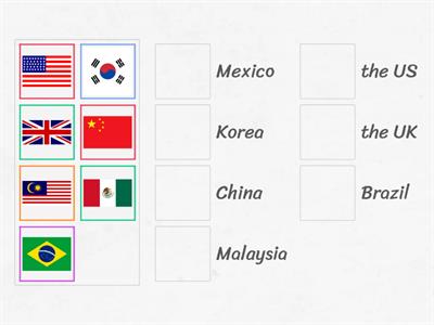 Match country names to flags