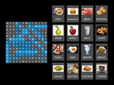 Foods and Drinks - Wordsearch