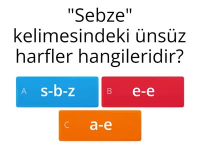 Ünsüz Harfleri Bul sebzeler 