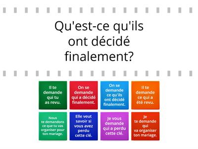 Discours indirect - questions directes