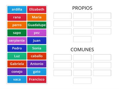 Nombres propios y comunes