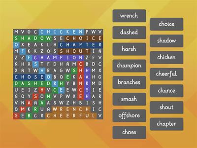 CH and SH Spelling Word Search 
