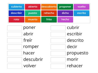 Relacionar participios irregulares