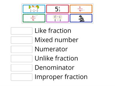 Fractions vocabulary match-up