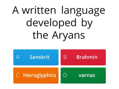 Ancient India Vocabulary Quiz