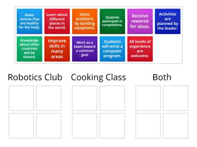Robotics Club and Cooking Class