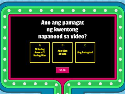 Babasahin ng magulang ang bawat tanong , Gabayan ang anak sa pagsagot ng mga tanong.(Piliin ang titik ng tamang sagot.)