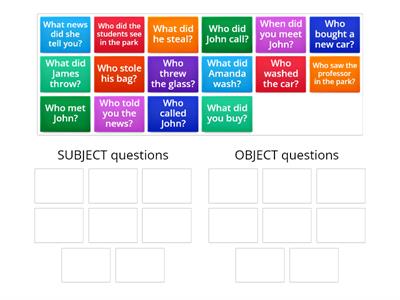 SUBJECT and OBJECT questions